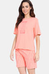 Zivame Peeking Barks Knit Cotton Shorts Set - Peach Nector — thumbnail 3